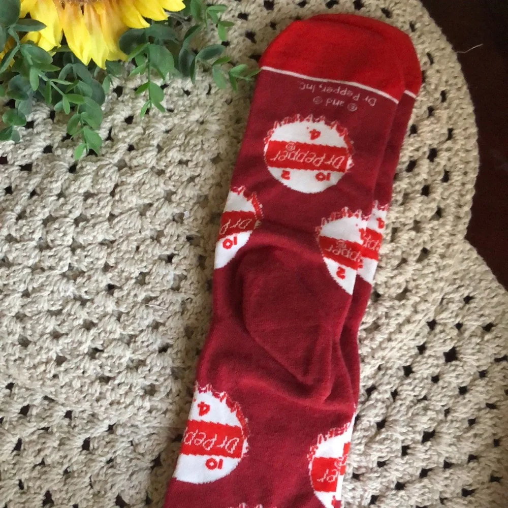 Red Dr. Pepper Logo Crew Socks - Men’s Novelty Socks